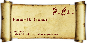 Hendrik Csaba névjegykártya